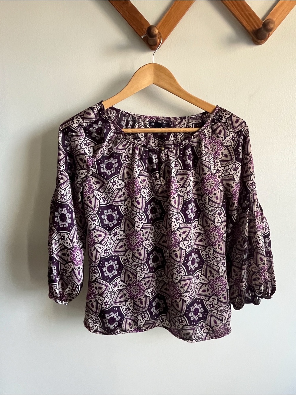 GAP Purple Patterned Peasant Top